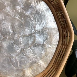 Vintage Accents - Vintage Capiz Shell Woven Tray 11” Vintage Accents - Vintage Capiz Shell Woven Tray 11”